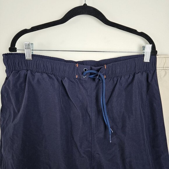 Nautica Mens XL Colorblock Pocket Swim Shorts Navy/Orange/Beige Mesh Lining - Picture 4 of 9